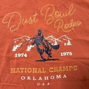 Original Use Mens XL Burnt Orange Dust Bowl Rodeo Graphic Boxy Work Shirt NWT
